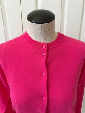 J. Crew Factory Classic Cardigan in Bright Pink. Sz. Medium. Brand new w/ Tags!
